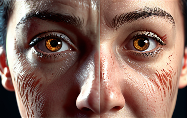 **Emotional AI Voice:** Close-up of a digital face subtly changing expressions (joy, sadness, anger) overlaid with sound waves. Focus on the intricate details capturing the nuances of synthesized human-like emotion.