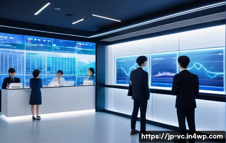AI 음성 합성과 고객 서비스 혁신 - A modern Japanese customer service center with sleek design, featuring AI voice synthesis technology...